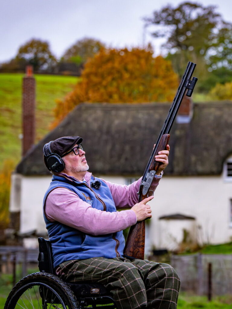 Jean-Paul Gaudin, founder of The Seated Gun, preparing to shoot